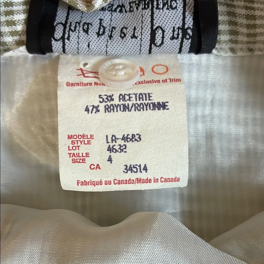Gingham Midi Wrap Skirt; Vintage Light Olive Green & White, Lined, Size 2; EUC - Picture 6 of 10